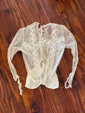 DAMAGED Antique Victorian Lace Blouse - 1900s Handmade Bodice - For Study